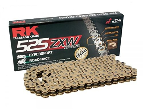 RK Doré Ultra HD Xw-ring Moto Chaîne de vélo 525 Zxw 124 maillons avec Rivet Link
