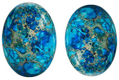 Nupuyai 2 Stk. Cabochon Edelsteine flache Steine für Schmuckherstellung DIY | Meeressediment Jaspis, Heilstein Cabochon Schmucksteine für Schmuckherstellung, Haarschmuck, Makramee Bastelperlen