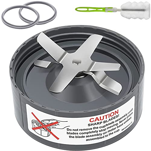 Replacement Extractor Blade, Grey, Compatible with NutriBullet Pro 900w 600w Juicer NB-101B NB-101S NB-201 Blender Blade Replacement Parts with Silicone Rubber Gaskets Seal O Ring