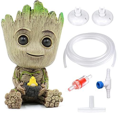 SLOCME Aquarium Groot Luft Sprudler Stein Dekorationen - mit 2m/7ft Standard Airline Schlauch und Zubehör für Steuerventile