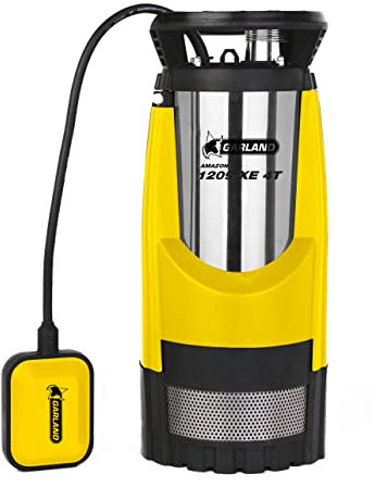 GARLAND AMAZON 1209XE4T-V20 - Bomba sumergible aguas limpias - Acero inoxidable, 1.200 W, 8,8 kg. Altura máx. de impulsión 44 m, caudal máx. 6.500 l/h. Diám. Máx. de sólidos 5 mm. Sumergible 7m.