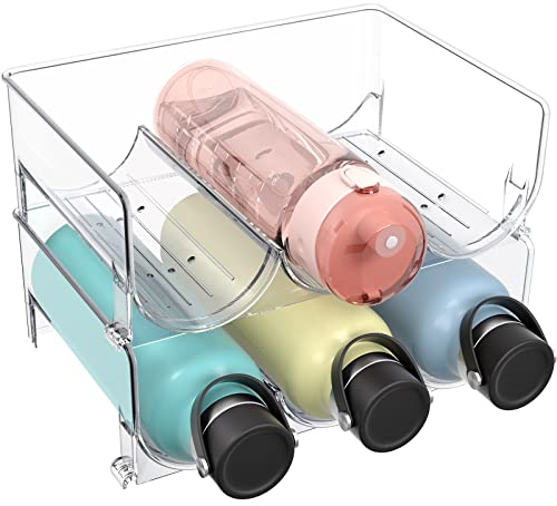 Puricon 2 Stück Flaschenregal Stapelbar Weinregal aus Kunststoff für bis zu 6 Flaschen Weinflaschen Halter Weinregal Wein Bottle Rack Weinständer Flaschenaufbewahrung Flaschenablage Flaschenhalter