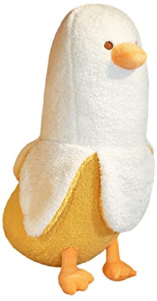 shownicer Plüschtier Banane Ente Stofftier, Kawaii Ente Plüsch, Banane Kuscheltier, Plüschkissen, Weiches Spielzeug, Wurfkissen Schmusetier, Geschenk Gefüllt für Kinder Mädchen Jungen, Weiß, 50cm