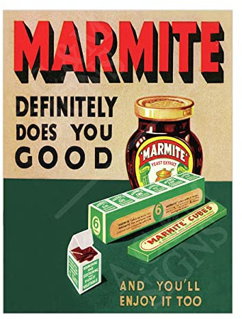 Marmite Sign Metal Plaque For Kitchen Home Bar Pub Man Cave Shed Garden Food Sign Home Decor Ref0295 (8x6 inches (Approx) 20cmx15cm)