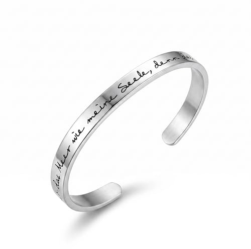 Edelstahl Armreif mit persönlicher Gravur - Metall Armspange individuell Lasergraviert