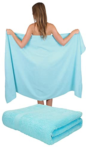 Betz badhandduk 2 stycken XXL 100 x 200 cm 100 % bomull – mjuk frotté bastuhandduk och strandhandduk – lättskött och absorberande – Palermo serien – färg turkos