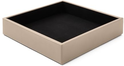Eglooh - Minerva - Taschenleerer Leder Taubengrau - Schreibtisch-Organizer mit modernem Design - Ablagefach für Schlüssel, Münzen, Schmuck - cm 16,5 x 16,5 - Made in Italy