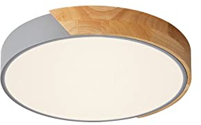 LuFun Lamparas de Techo 24W Madera Redondo, Plafon Led Techo Moderna Ø30cm, Luces de Techo para Dormitorio Sala de estar Cocina Corredor Salón Comedor Pasillo Hogar Oficina, Blanca neutra 4000K