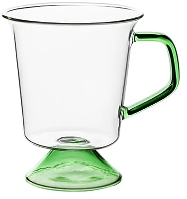 PEKJI Bicchiere da vino a stelo lungo Tazza da caffè in vetro trasparente con manico Bicchieri da cocktail rotondi 300 ml / 10,1 once