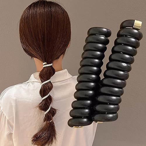 2pcs Spiral Hair Ties,High Elasticity and No Crease Hair Buckle for Women, Fashion Waterproof Ponytail Braid Hair Band,Coils Accessories Not Damage Hair
