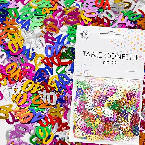 Konfetti Zahl 40 Bunt zum 40. Geburtstag | Deko für Jubiläum und Party | 500 Stück, metallic-bunt, 10mm groß | Zahlenkonfetti Tischkonfetti Tischdeko, Edition: Zahl 40