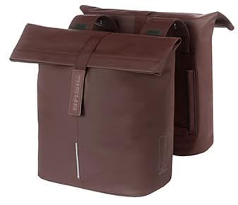 Basil City Doppeltasche – für Gepäckträger hinten – einfache Befestigung – 28–32 Liter – Braun