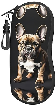 Große Brillenetui mit langen Ohren, französische Bulldogge, langlebiger Brillenhalter für Frauen mit Hartschale, perfekt für Reisen und den täglichen Gebrauch, Schwarz, Einheitsgröße