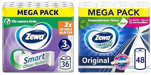 Sparpaket Zewa Smart Toilettenpapier 36 Rollen + Zewa Wisch&Weg 48 Rollen