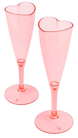 OH YEAH - 2 Copas Cava Premium Forma Corazón Rosa - 120 cc - Decoración Mesa San Valentín - Valentines Day - Vajilla San Valentín - Mesa para Enamorados - DISEÑO ÚNICO