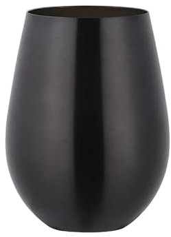 HalcyonFit Taza de vino de cerveza de acero inoxidable de 500 ml, elegante vaso de cerveza de oro rosa para cócteles, jugo, leche y más, taza de metal premium para bares y vasos al aire libre (negro,
