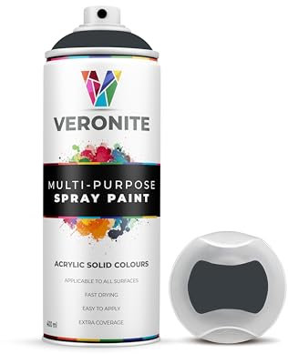 Veronite® 1 x Spray Paint 400ml - Gloss Anthracite Grey for Metal, Plastic, Wood, Glass & Furniture - Scratch & Impact Resistant - Ultra Adhesion/Coverage - RAL 7016
