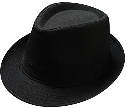 Generic Hut Jazz Cap Floppy Panama Hut Gentlemans Herren Regenhut Vintage breite Krempe Fedora Cap Panama Hut Sommer Strand Sonnenhut Flat Hat, Schwarz (Black, One Size)