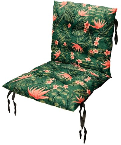 Grand Filippo Cuscini Per Sedie Da Esterno Con Schienale 50 x 50 cm - Cuscino Per Sedie Da Giardino - Cuscini Da Esterno Impermeabili Con Corde Di Fissaggio - Foglia di Monstera