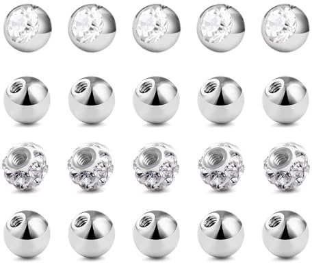 Besyvvin 20er Piercing Kugel 1,2mm Chirurgenstahl 3mm Ersatzkugeln Schraubkugeln für 16G Piercing Lippe Septum Nase Augenbrauen
