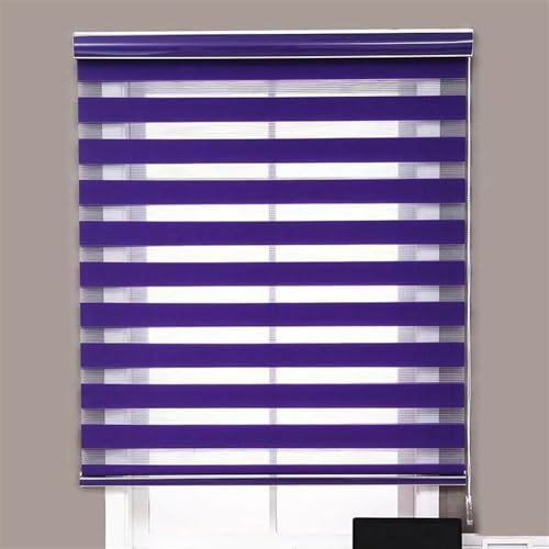 VBVARV Jalousien Für Fenster Schnurlos Dual-Layer Rollenfenster Jalousien Tagesabend Rollschuh Für Zuhause Und Büro,Lila,W80xH150cm