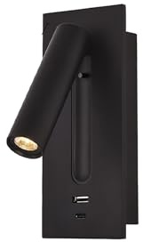 VITIWEDTY Applique Murale Lecture Chevet à LED, Lampe Lecture pour TêTe De Lit, Veilleuse Mise Au Point, Port Charge Rapide USB, TêTe Pivotante, Support Mural (Type C A)