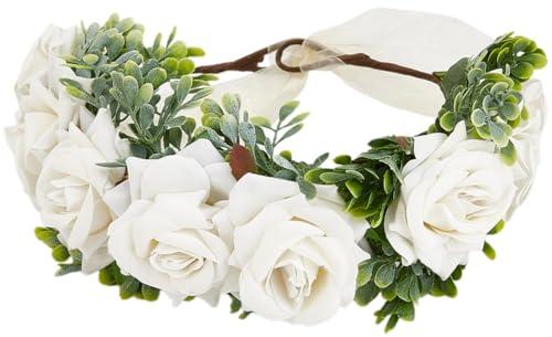 GORGECRAFT Hunde Blumenhalsband Hochzeit Weißes Blumen Stirnband Verstellbare Blumenkrone Kleidung Kranz Schleife Für Weibliche Frauen Haustiere Katzen Hundekostüme Valentinstag Party Festivals Foto R
