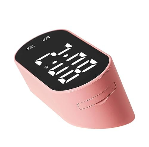 Sveglia Analogica Mini sveglia digitale con temperatura, data, snooze, orologio da tavolo, doppio allarme, timer da 99 minuti, conto alla rovescia, 12/24 ore, orologio a LED Sveglia da Comodino(Pink)