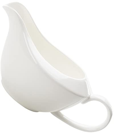 Cabilock Salsiera in Ceramica Bianca Manico Ergonomico per Salsa e Condimenti, Contenitore per Cucina e Tavola per Casa, Feste e Picnic, Brocca da Portata Versatile per Sughi e Aromi