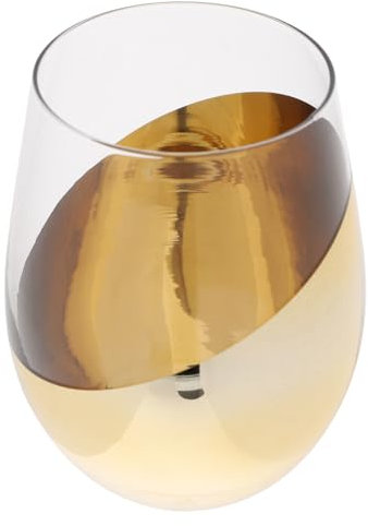 NAMOARLY Calice Vino Senza Stelo Nero Oro Bicchiere Vetro Elettroplaccato Design Ellittico Per Vino Rosso Whisky Cocktail Ufficio Casa e Feste