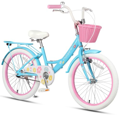 Glerc Maggie Mädchen Fahrrad 12 14 16 20 Zoll für 3-12 Jahre mit Puppenradsitz/Gepäckträger & Stützrädern/Seitenständer & Frontkorb, Mehrere Farben