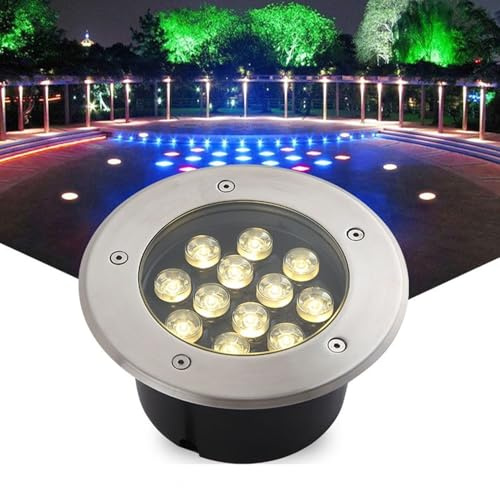 QICBYING Foco LED Para Exteriores - Proyector De Suelo, Empotrable Al Aire Libre Focos Al Agua IP67, Luz Enterrada Para Jardín, Foco Led Empotrable Suelo(Green Light,12w(24V))