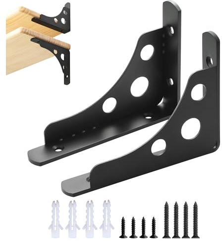 Mooche 2 Stück L- Regalhalterung, Metallwinkel Edelstahl Regalwinkel 15CM | Wandmontage winkel, 304 Edelstahl Wandhalterung Regalträger mit Geboht für Wohnzimmer, Schlafzimmer