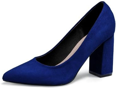 Pumps dam eleganta klackskor – breda fötter skor mindre med klack bröllopsskor sommar dansskor bekväma halvskor damskor traditionella skor högklackar för remmar Dirndl 36–42, blå, 40 EU