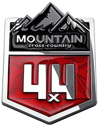 1X Mountain 4x4 Off Road Metall Auto Emblem Aufkleber Racing Decal Badge für Off Road LKW SUV(Red)
