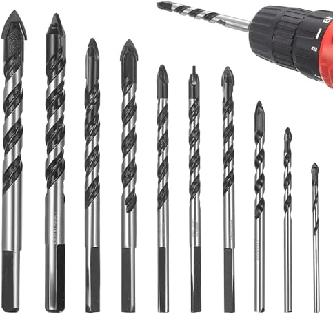 Okeno Select 10 Stück Fliesenbohrer Set, Glasbohrer Set, Professionelles Wolframcarbid Bohrer Fliesenschneider für Keramik Glas Beton Kunststoff Porzellan Fliesen Bohrer Sets, 3/4/5/6/6/6/8/8/10/12mm
