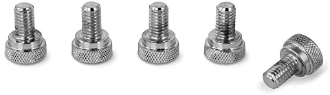 PrecisionGeek Tornillos moleteados M5 × 10 mm, acero galvanizado con hombro, rosca M5 × 0,8, juego de 5 piezas – Fijación sin herramientas para mecánica, bricolaje y electrónica