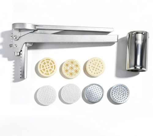 Macchina per pasta manuale, Macchina per pasta in acciaio inossidabile Pressa per pasta manuale con 7 stampi diversi per spaghetti, lasagne, fettuccini, tagliatelle