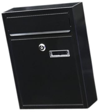 Guangcailun Brev med stil med låsbar väggmonterad metallbrevlåda, brevlåda av järn, väggmonterad brevlåda, vadderade kuvert etc, Svart, 9.45 x 3.15 x 12.60 tum