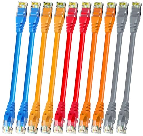 SMCEHEYA 10Pcs Short Cat6 Patch Cable 0.5ft/15cm 1000Mbps High-Speed Cables with RJ45 Connectors Patch Panel Short Ethernet Cable For Router Modem Server Switch TV PC