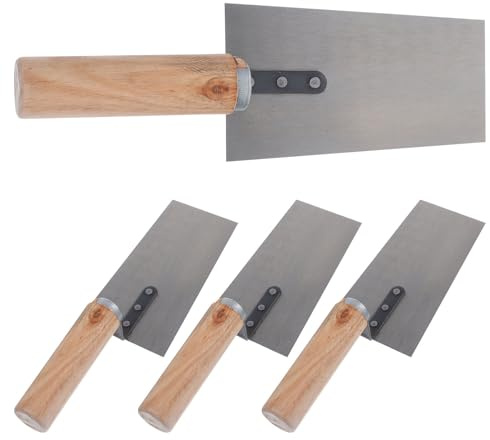 Sosoport Set 4 Pezzi Cazzuole in Acciaio Inox per Stucco e Finitura Calcestruzzo, Spatole da Muratore Resistenti e Leggere per Raschiare, Levigare e Decorare Superfici in Muratura