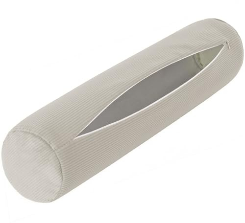 Yekuhe Nackenrollenbezug Bezug for Nackenrolle Nackenkissenbezug mit Reißverschluss for Kissenrollen aus Memory-Schaum und Nackenkissenrollen(Beige,80x20cm)
