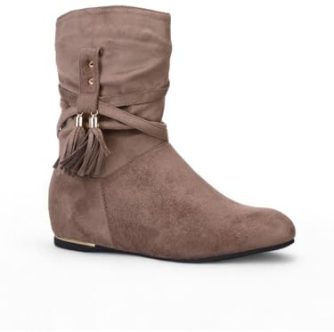 The Modeuse - veckade stövlar i Simili mocka med liten osynlig kilklack, svart, 37 EU