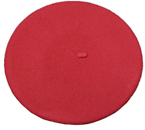 JOYHY Damen Wolle Solide Farbe Klassisch Französisch Stil Baskenmütze Hut Rot