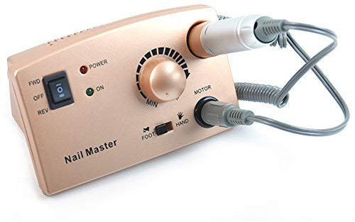 Ponceuse pour Ongles Perceuse à ongles électrique Outils de polissage de pédicure de manucure professionnelle de machine avec tête de meulage Vibration à faible bruit et à faible chaleur 220v,Gold