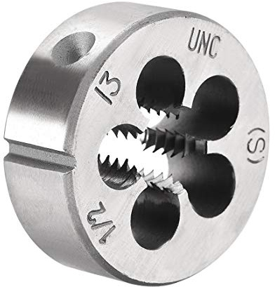 sourcing map Terraja Terrajas de Roscar Métricas 1/2-13 UNC Terraja Redonda | 38mm Diámetro Exterior, Aleación de Acero, Troquel para Roscar a la Derecha