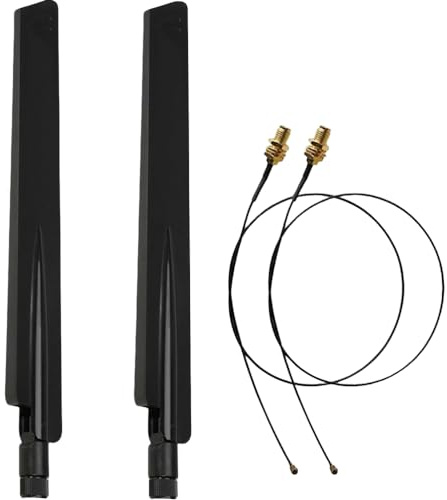 2er-Pack 10dBi WiFi 6E Tri-Band Antenne RP-SMA Stecker 6GHz/5GHz/2,4GHz Omnidirektional & U.FL/IPEX auf RP-SMA Buchse Pigtail-Kabel für Router, PCIe-Karte, Desktop-PC, FPV-Drohne, ESP8266, Range