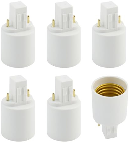 T Tulead Light Bulb Sockets 2 Pins GX23 to E27 Light Bulb Adapters PBT Lamp Base Adapter Converters Holders Pack of 6