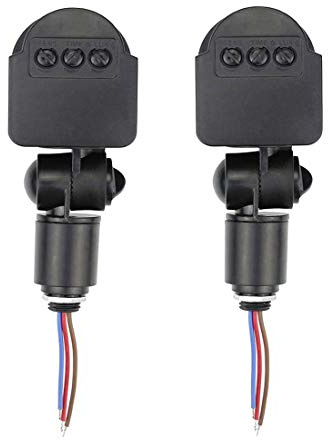 Hailege 2pcs DC 12V Outdoor Infrared PIR Monitor Sensor Switch - 12V Automatic Infrared Movement Detector Wall Mount Timer Outdoor Motion Sensor LED Light Switch