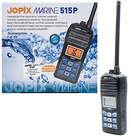 Jopix Marine 515P Walkie Talkie Náutico VHF Profesional - Homologado DGMM, IP67 Sumergible y Flotante, 5W, Función Vibración y Sistema ATIS - Radio Portátil Banda Marina